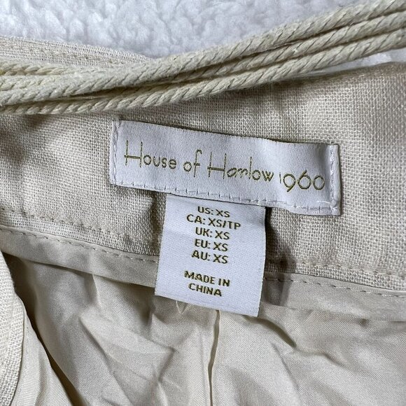 House Of Harlow 1960 NEW Womens XS Linen Blend Palazzo Pants Rope Beaded Belt - Picture 8 of 15